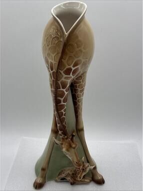 Franz Porcelain Giraffe With Baby Giraffe Endless Beauty 15” X 6” Vase *READ*